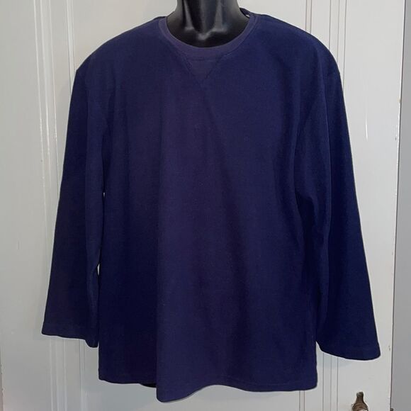 Geoffrey Beene navy blue thin fleece sleep shirt - Picture 1 of 6